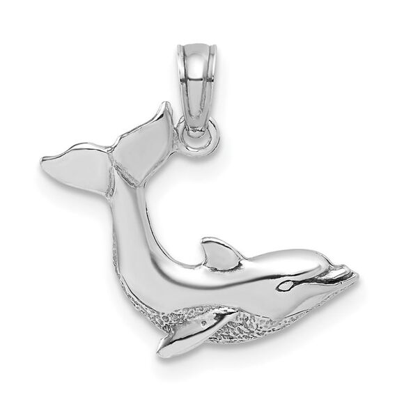 14k White Gold Jumping Dolphin Charm